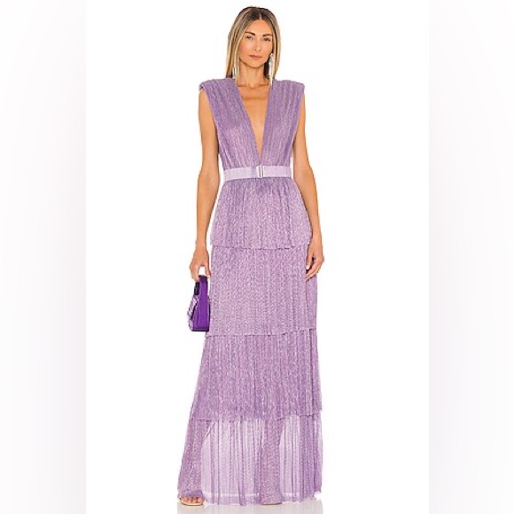 Sabina Musayev Skylar Purple Tiered Maxi Dress
